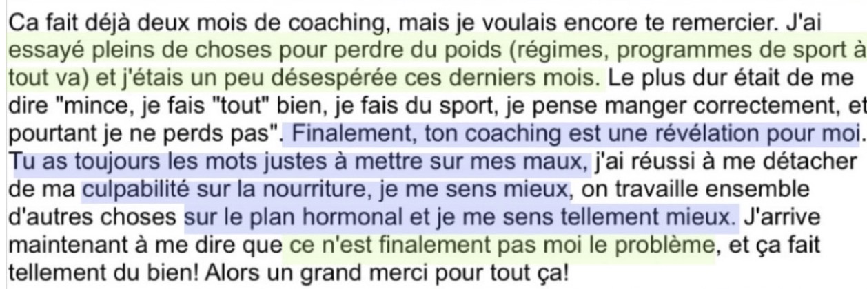 Message d'une cliente 9