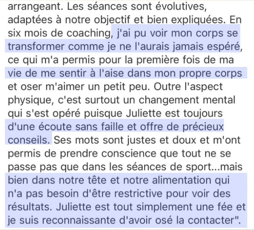 Message d'une cliente 17