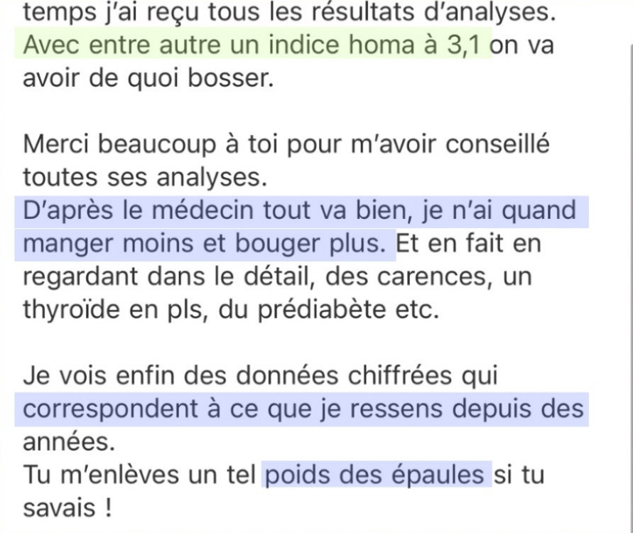 Message d'une cliente 12
