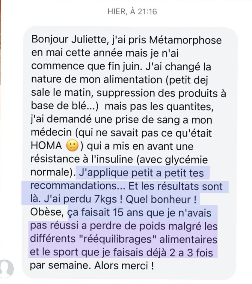 Message d'une cliente 11