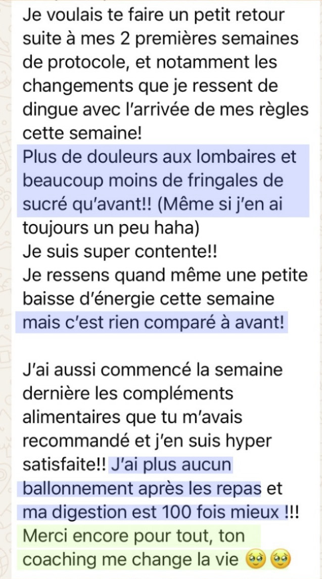 Message d'une cliente 16