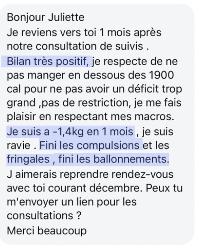 Message d'une cliente 15